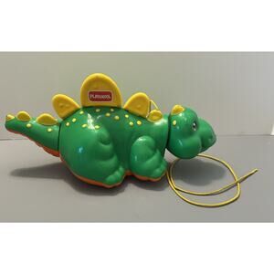 Hasbro Playskool Dinosaur Pull Toy 1993 VTG Green Yellow Walking Growling